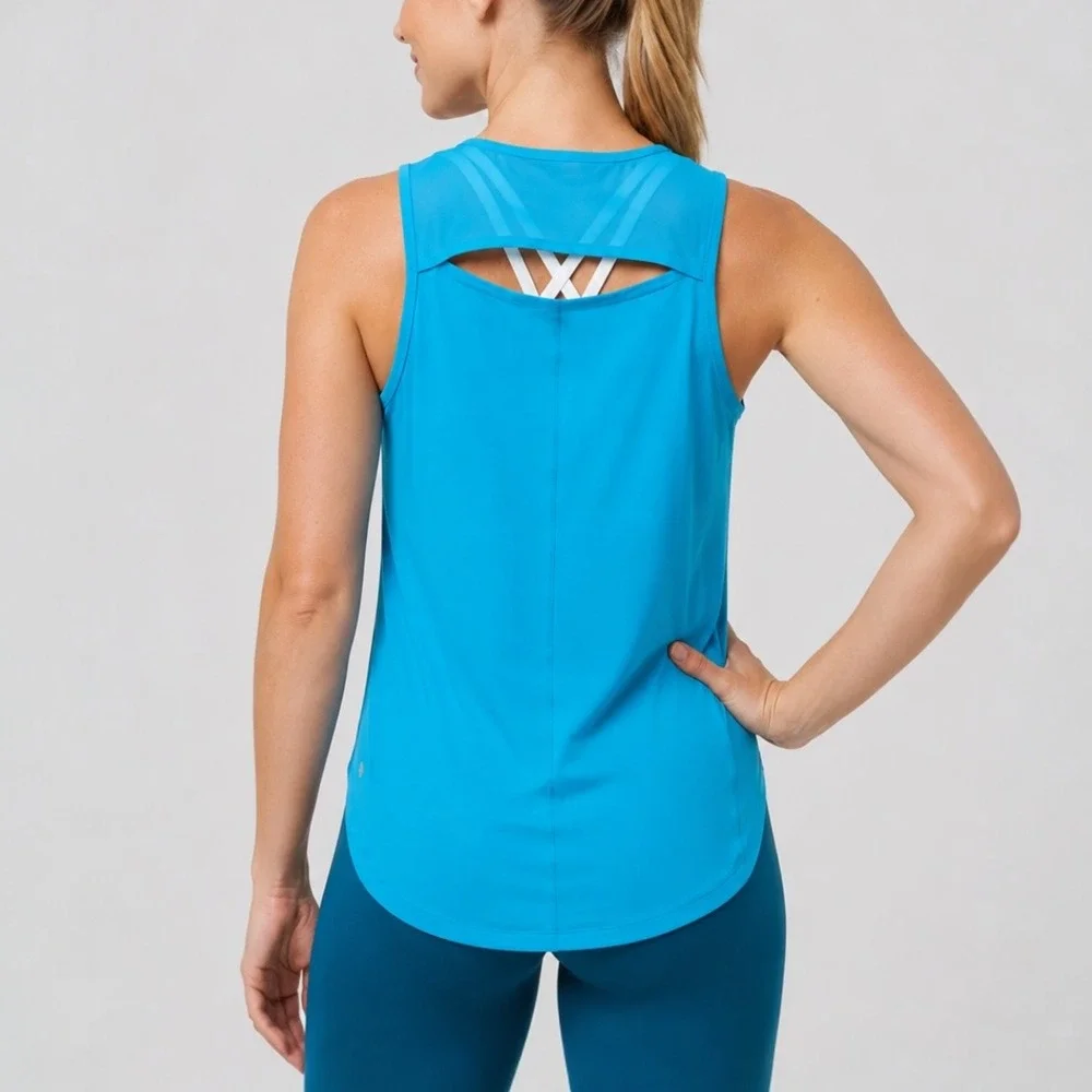 lululemon Sculpt Tank Top Blue XS Back Cutout Sleeveless Athletic Running‎ Gym